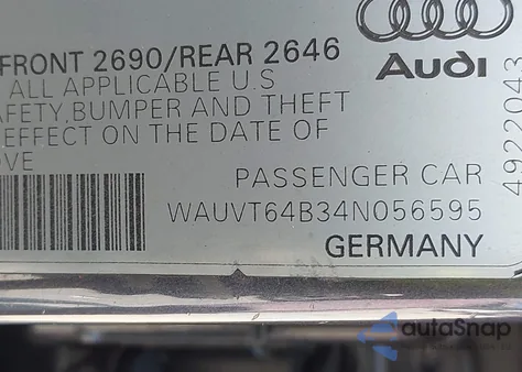 2004 Audi A6 Avant from USA, damaged, VIN WAUVT64B34N056595